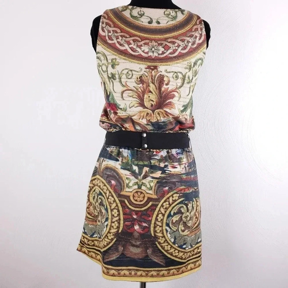 Desigual Scroll Medallion Egyptian Embroidered Sleeveless Blouson Dress S - Picture 4 of 13